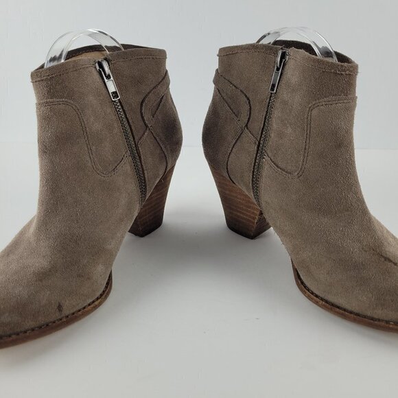 Splendid Taupe Gray Suede Buckle Strap Ankle Heeled Boot C205/3078 - Picture 2 of 12